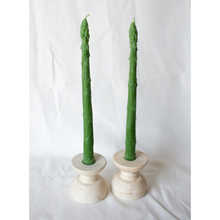 Beeswax Asparagus Candle Taper Pair