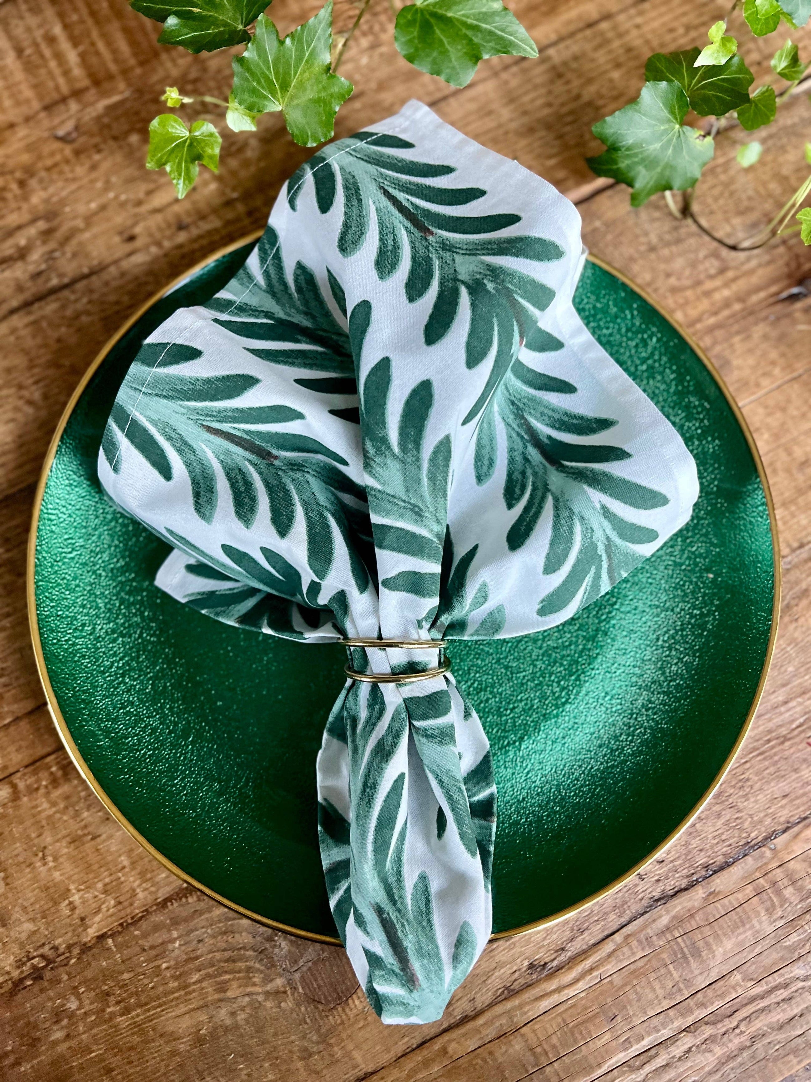 Set of 4 Ferns Napkins, Pine