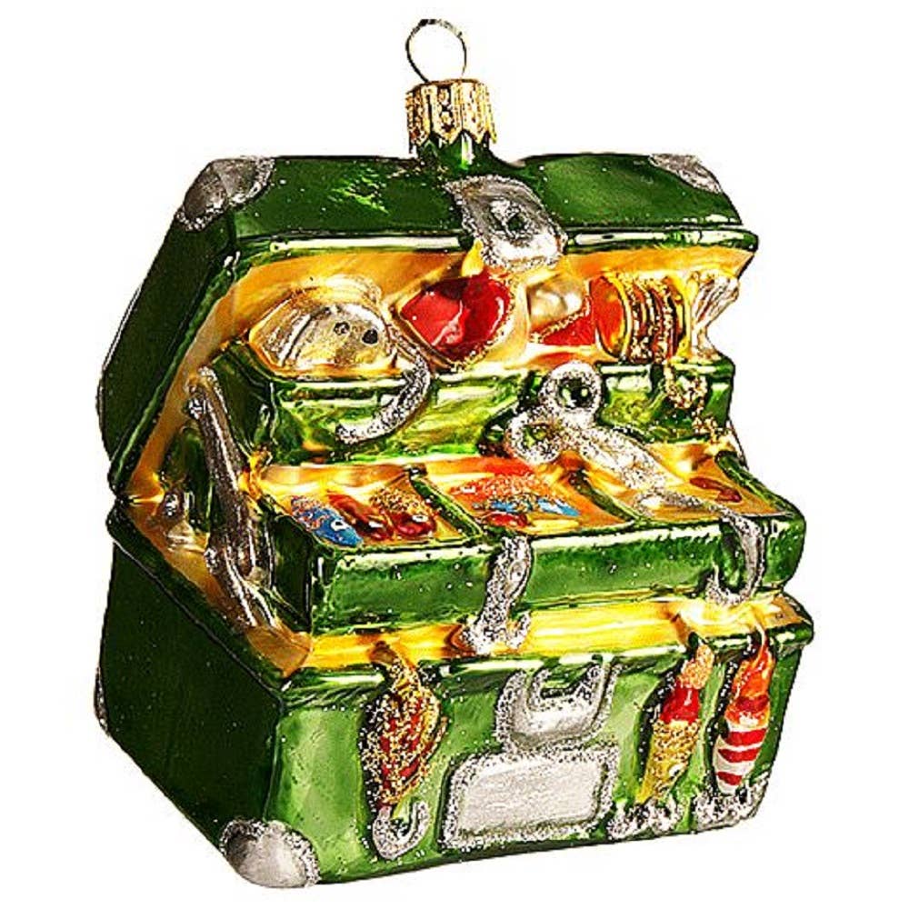 Fishing Tackle BoxGlass Ornament