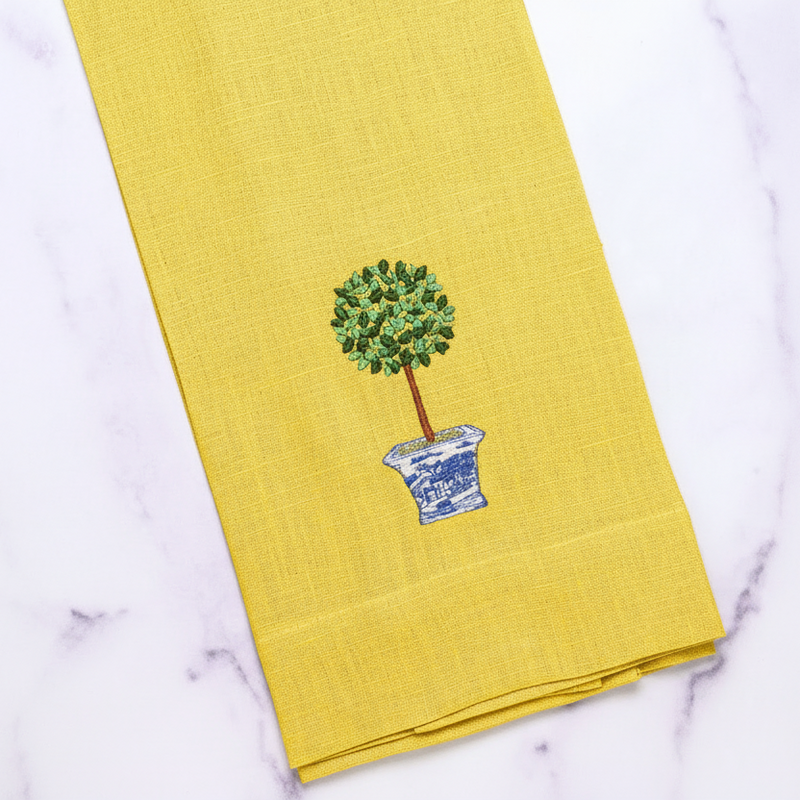 Lemon Topiary Linen Towel