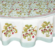 Strawberry Blue 90" Round Tablecloth