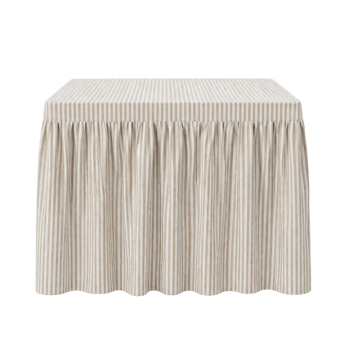 Skirted Game Tablecloth, Tan Stripe