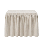 Skirted Game Tablecloth, Tan Stripe