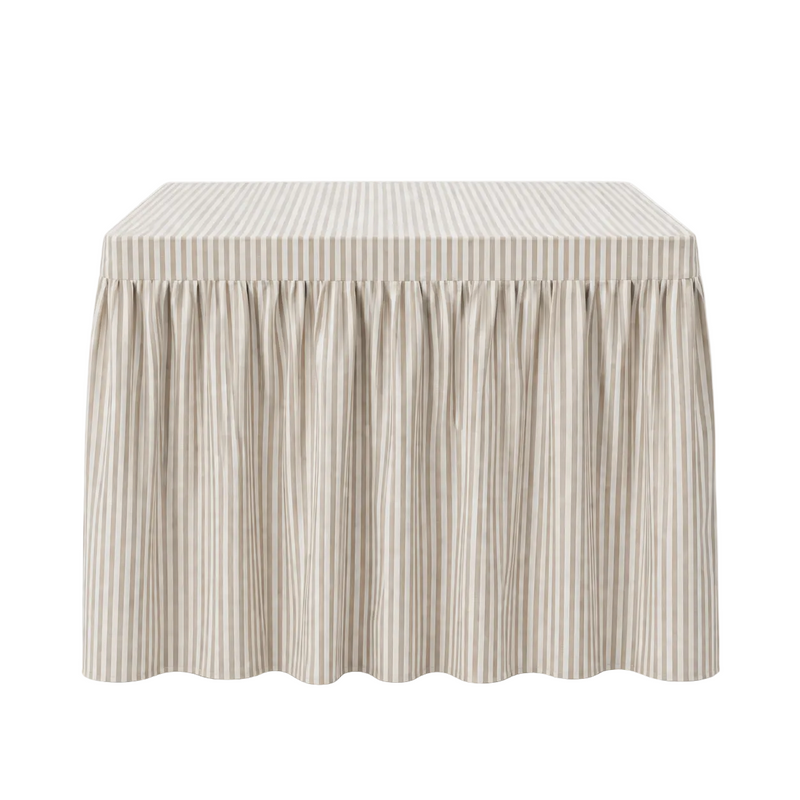Skirted Game Tablecloth, Tan Stripe
