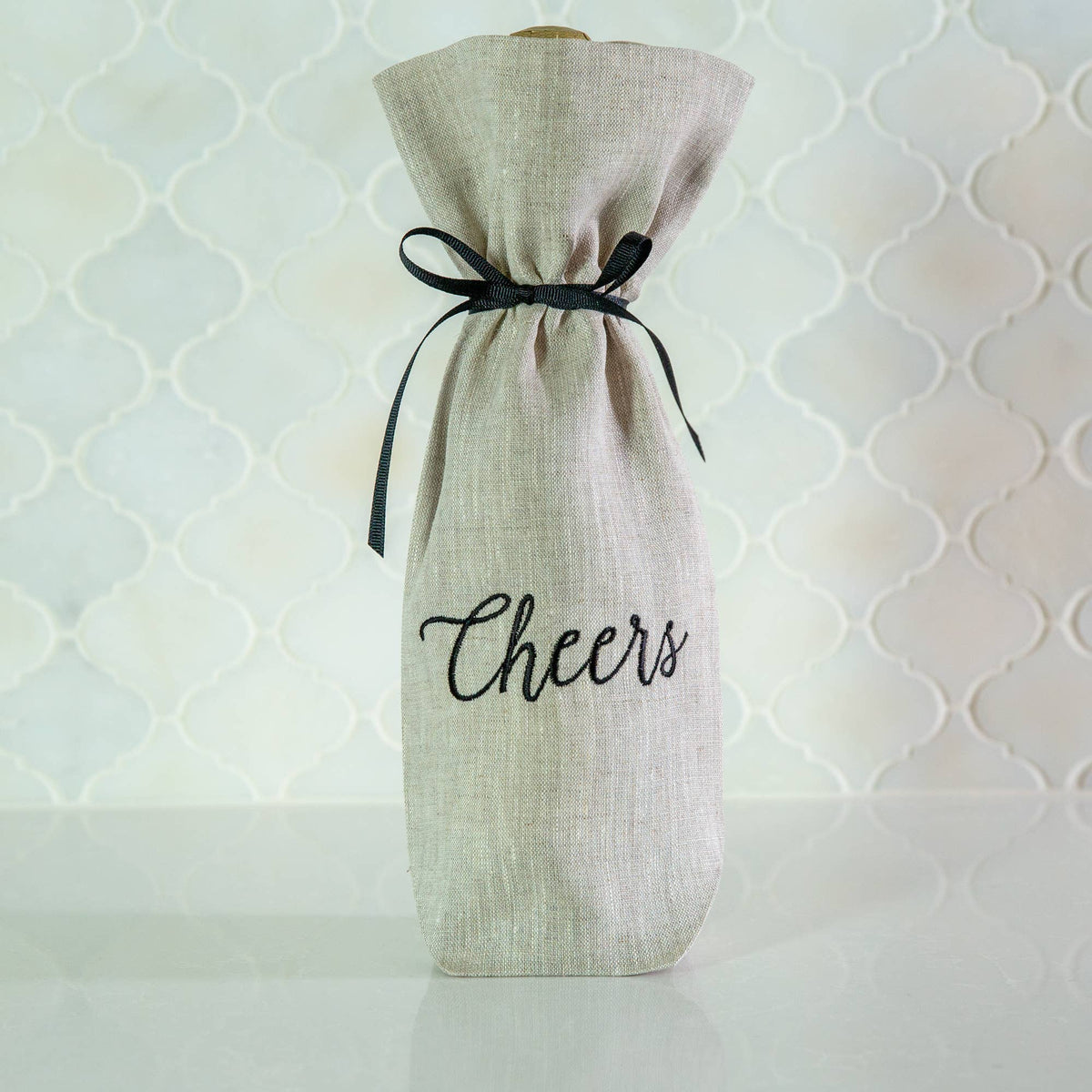 Cheers Linen Bottle Bag
