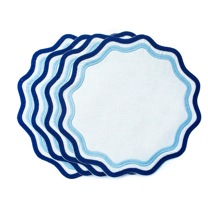 Embroidered Round Scalloped Placemats