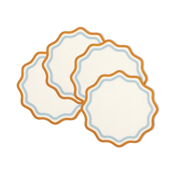 Embroidered Round Scalloped Placemats