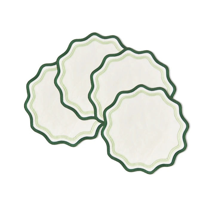 Embroidered Round Scalloped Placemats