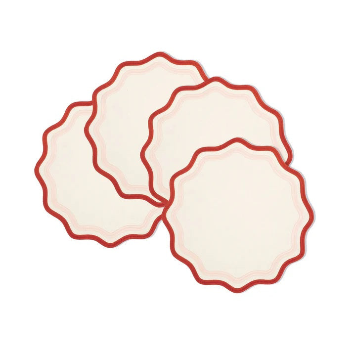 Embroidered Round Scalloped Placemats
