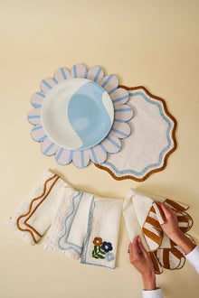 Embroidered Round Scalloped Placemats