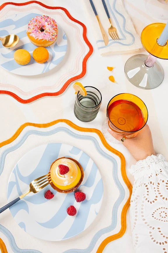 Embroidered Round Scalloped Placemats