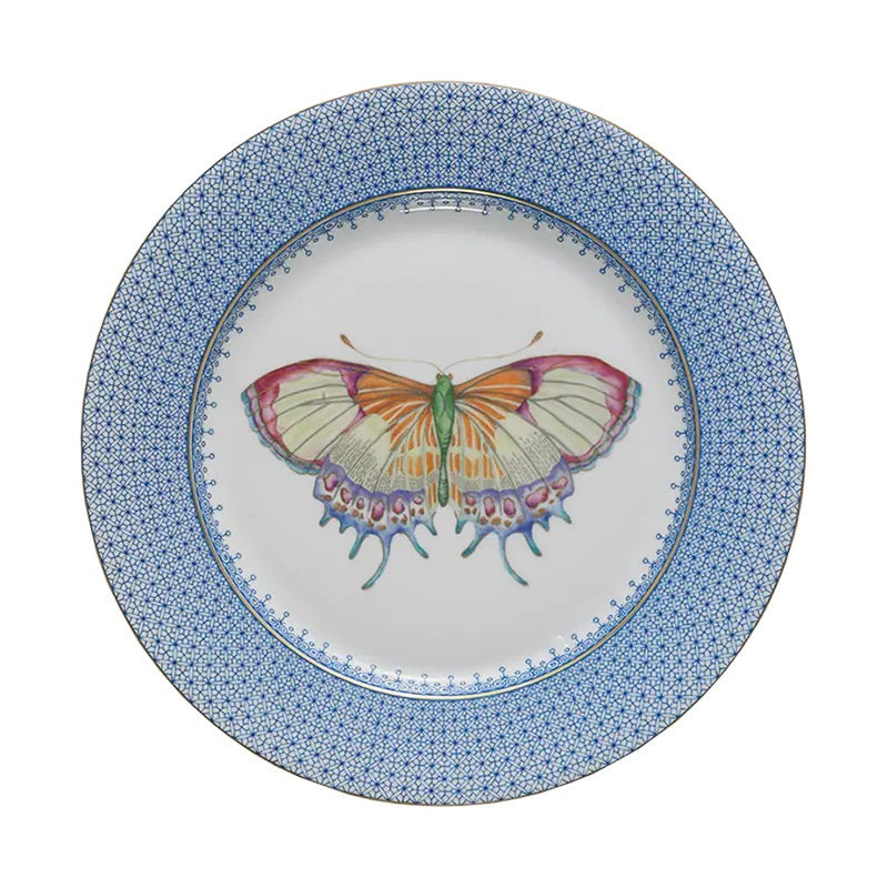 Cornflower Lace Dessert Plate, with Butterfly