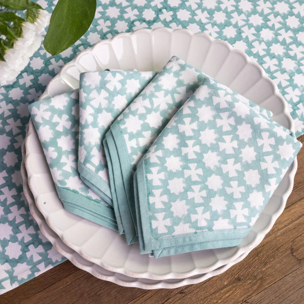 India Hicks Cuban Cross Napkin, Palladian Blue