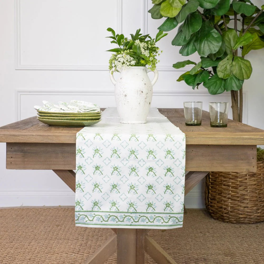 India Hicks Cuban Flower Palladian Blue & Sage, Runner