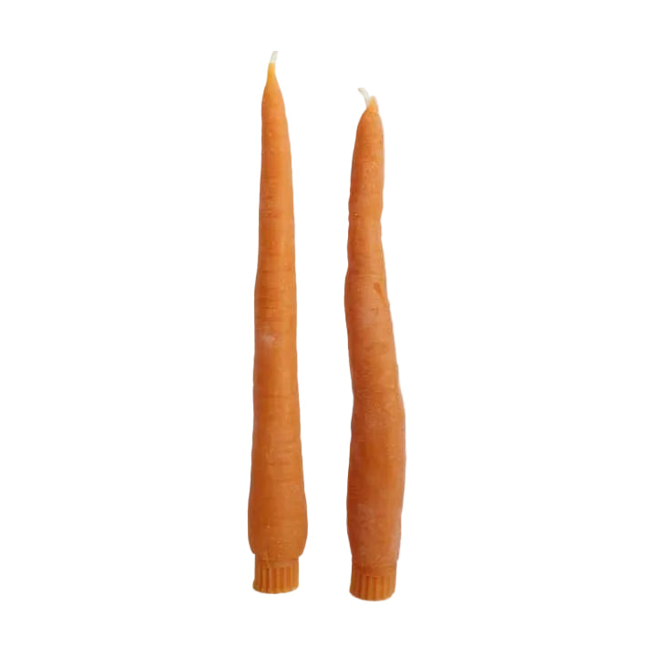 Carrot Beeswax Candles, Pair