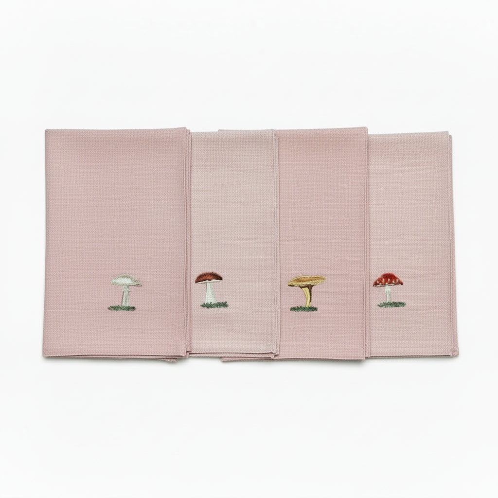 Set of 4 Mushroom Napkins, Rose