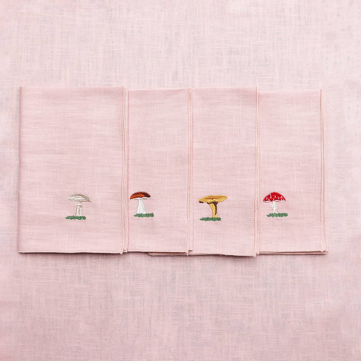Set of 4 Mushroom Napkins, Rose