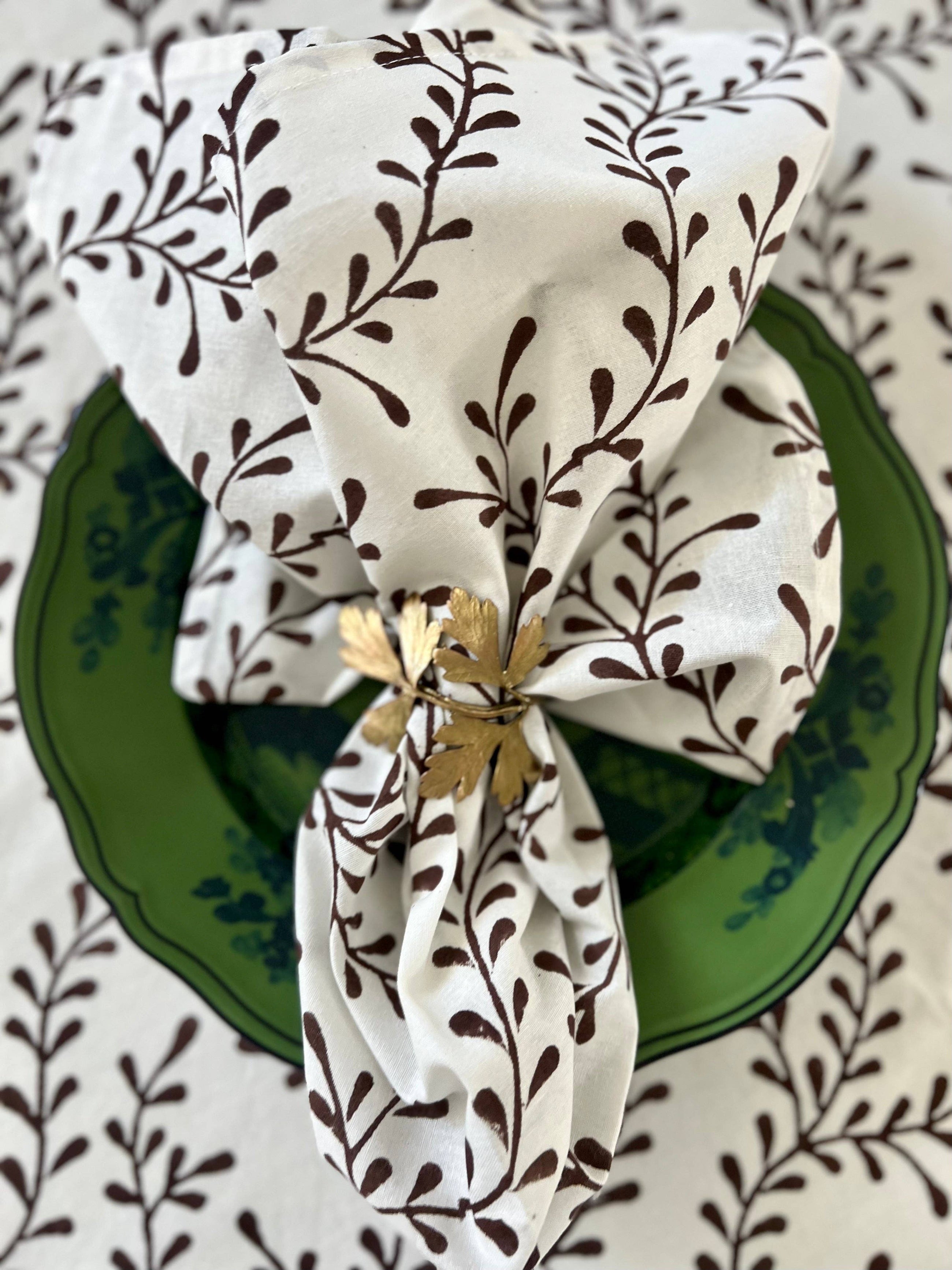 Set of 4 Winding Vines Napkins, Chocolate Brown