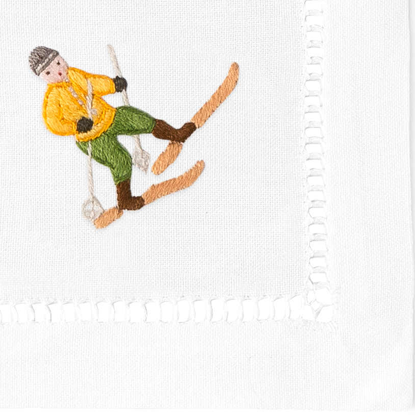 Skiers Cocktail Napkins | Mixed Set of 4