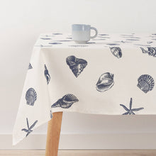 Navy Seashell 60x95", Coated Tablecloth