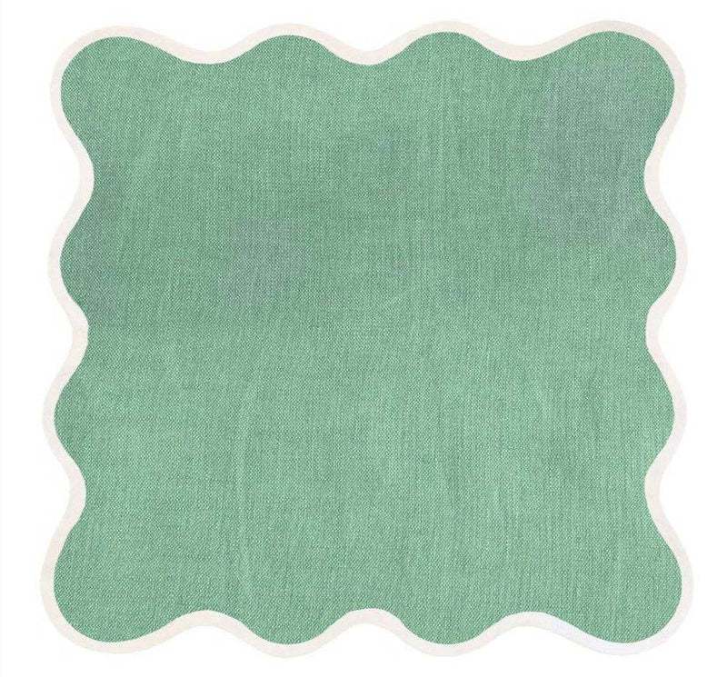 Green Linen Scalloped Napkin