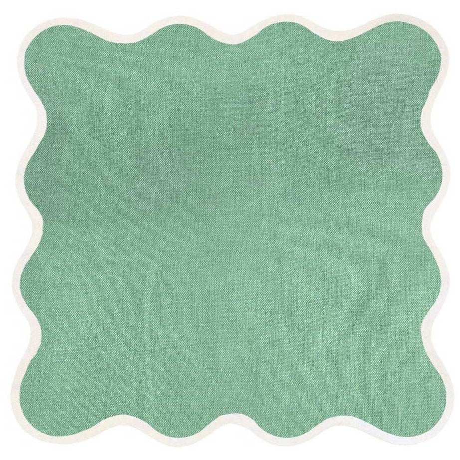 Green Linen Scalloped Napkin