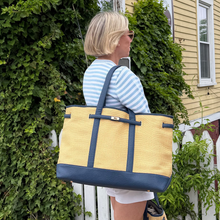 Navy Basketweave Tote, LG