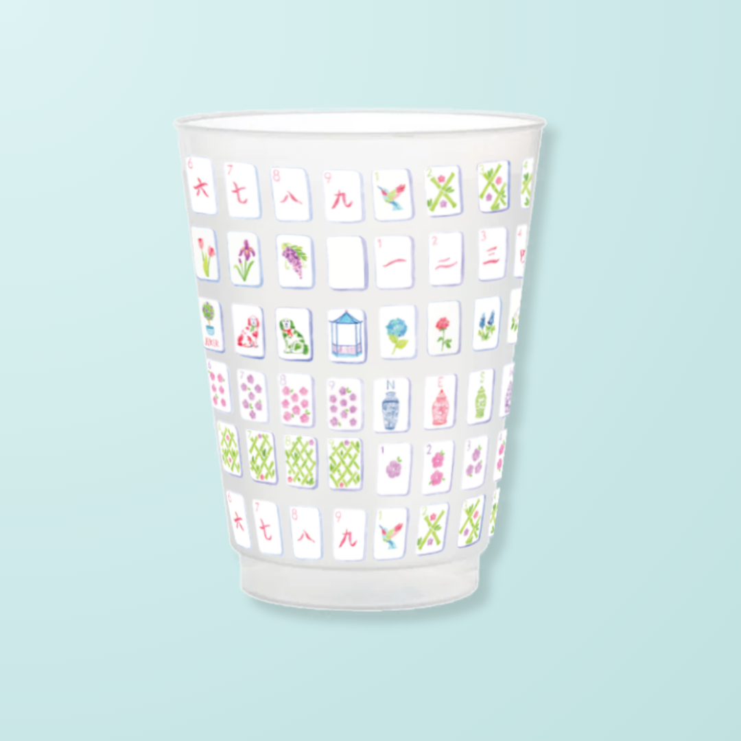 Mahjong Set of 6 Frosted Cups