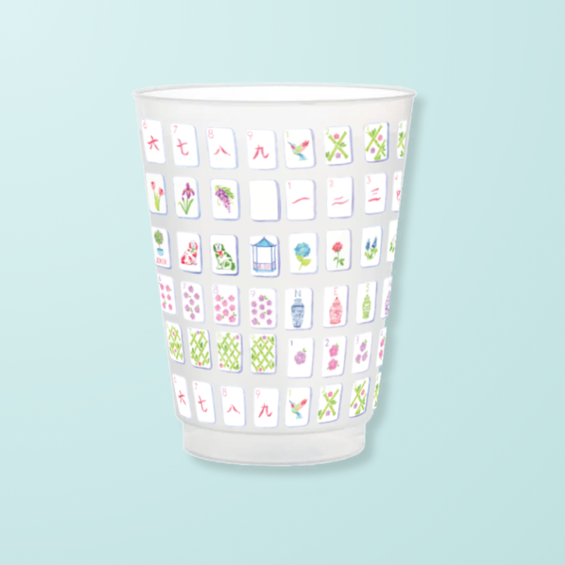 Mahjong Set of 6 Frosted Cups