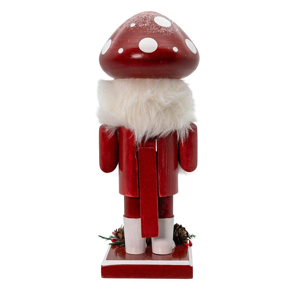 Mushroom Santa Nutcracker, 9"