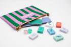 Mahj Card & Accessory Bag, Purple & Green Stripe