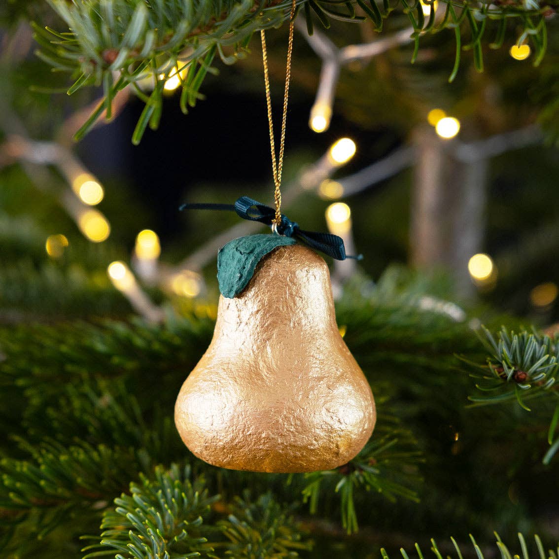 Handmade Gold Pear Ornament