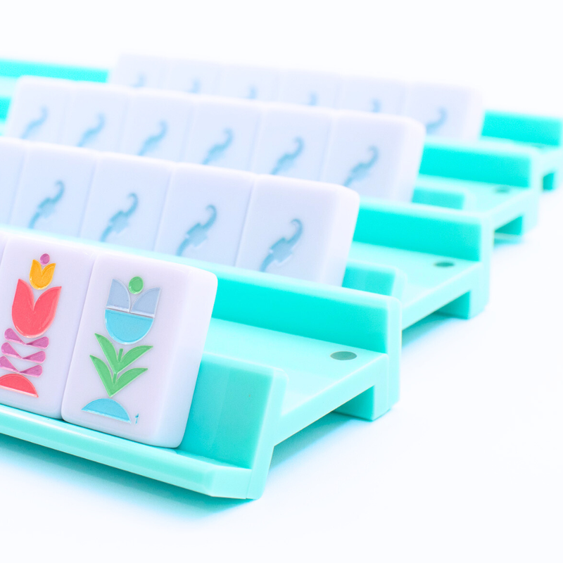 Turquoise Acrylic Mahjong Racks & Magnetic Pushers