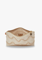 Natural Hand-Embroidered Raffia Wristlet