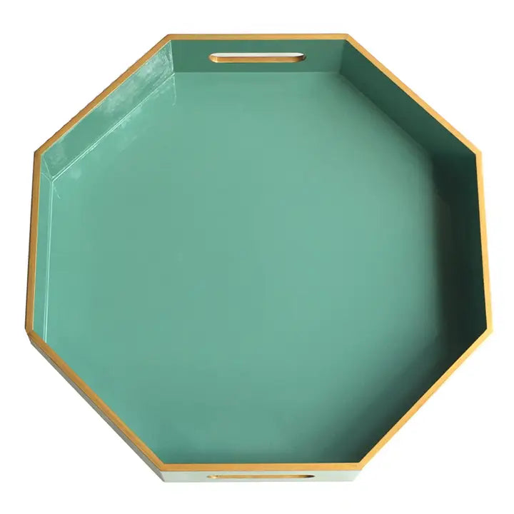 Sea Octagonal Lacquer Tray Table with Insert