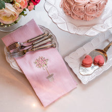 Pink Topiary Linen Towel