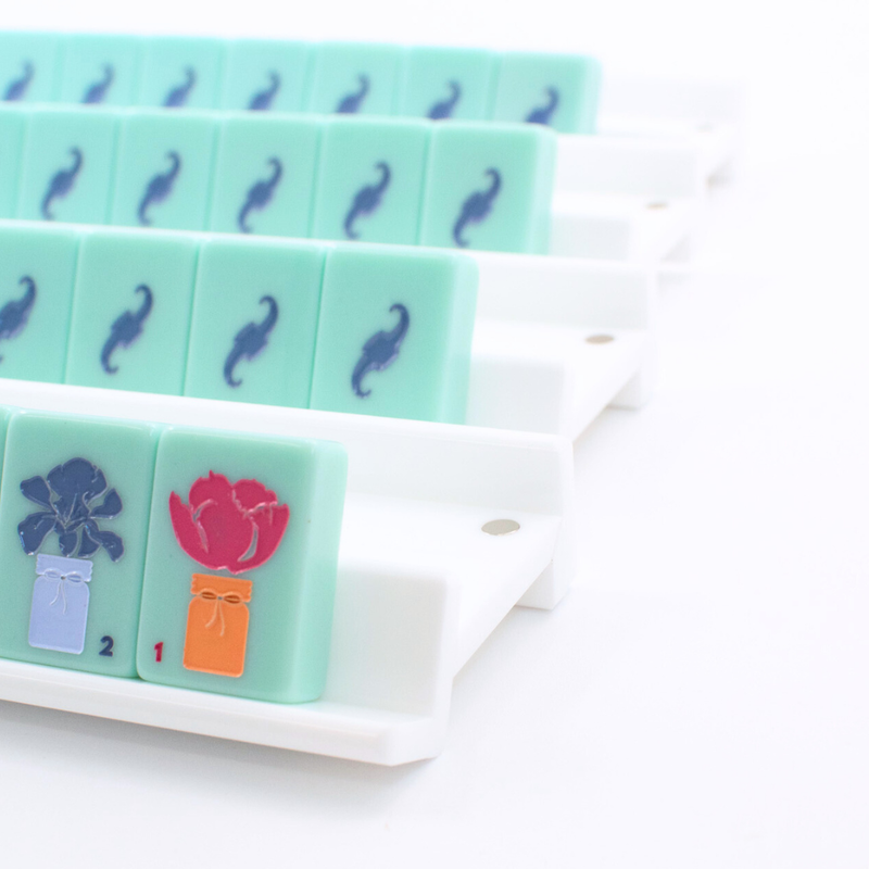 White Acrylic Mahjong Racks & Magnetic Pushers