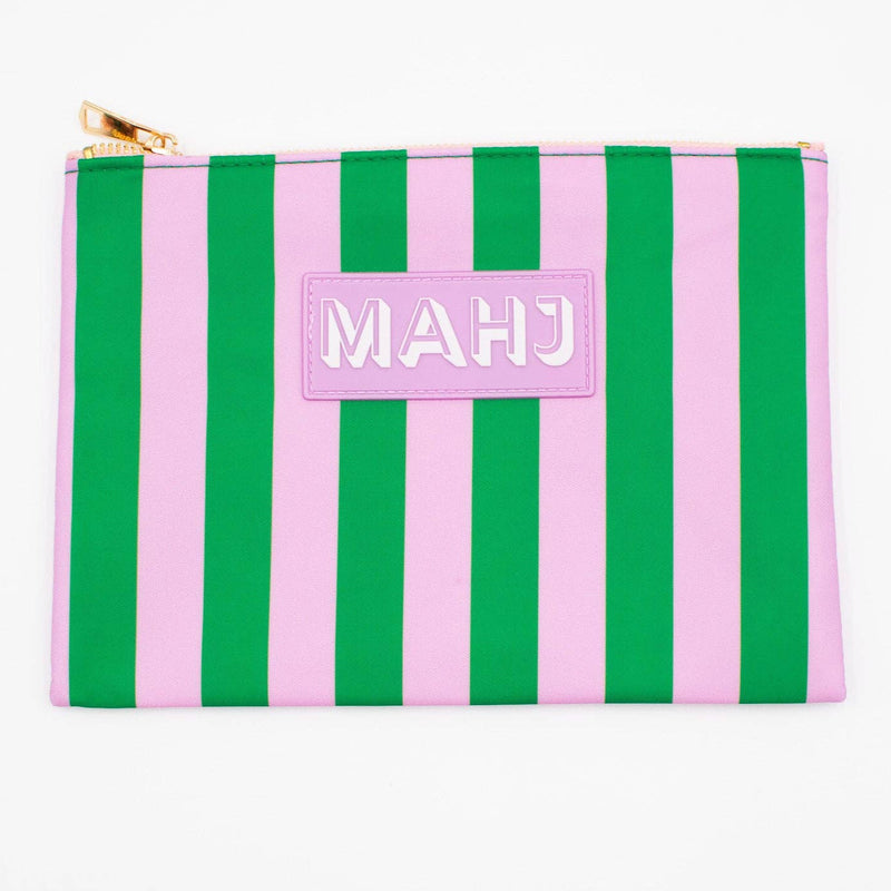 Mahj Card & Accessory Bag, Purple & Green Stripe