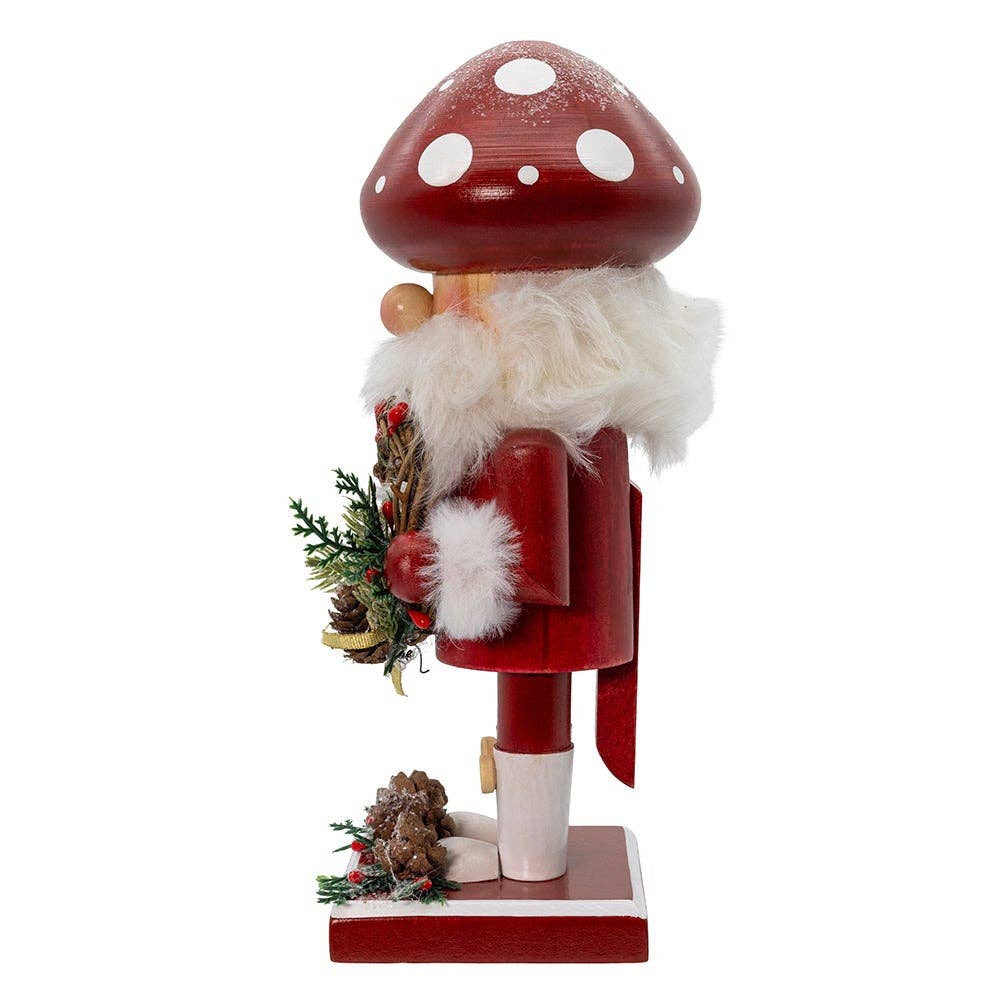 Mushroom Santa Nutcracker, 9"