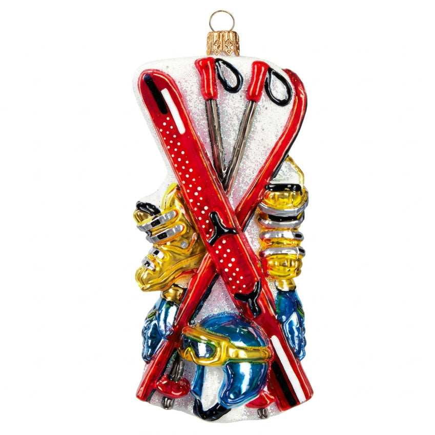 Skiing Polish Glass Ornament