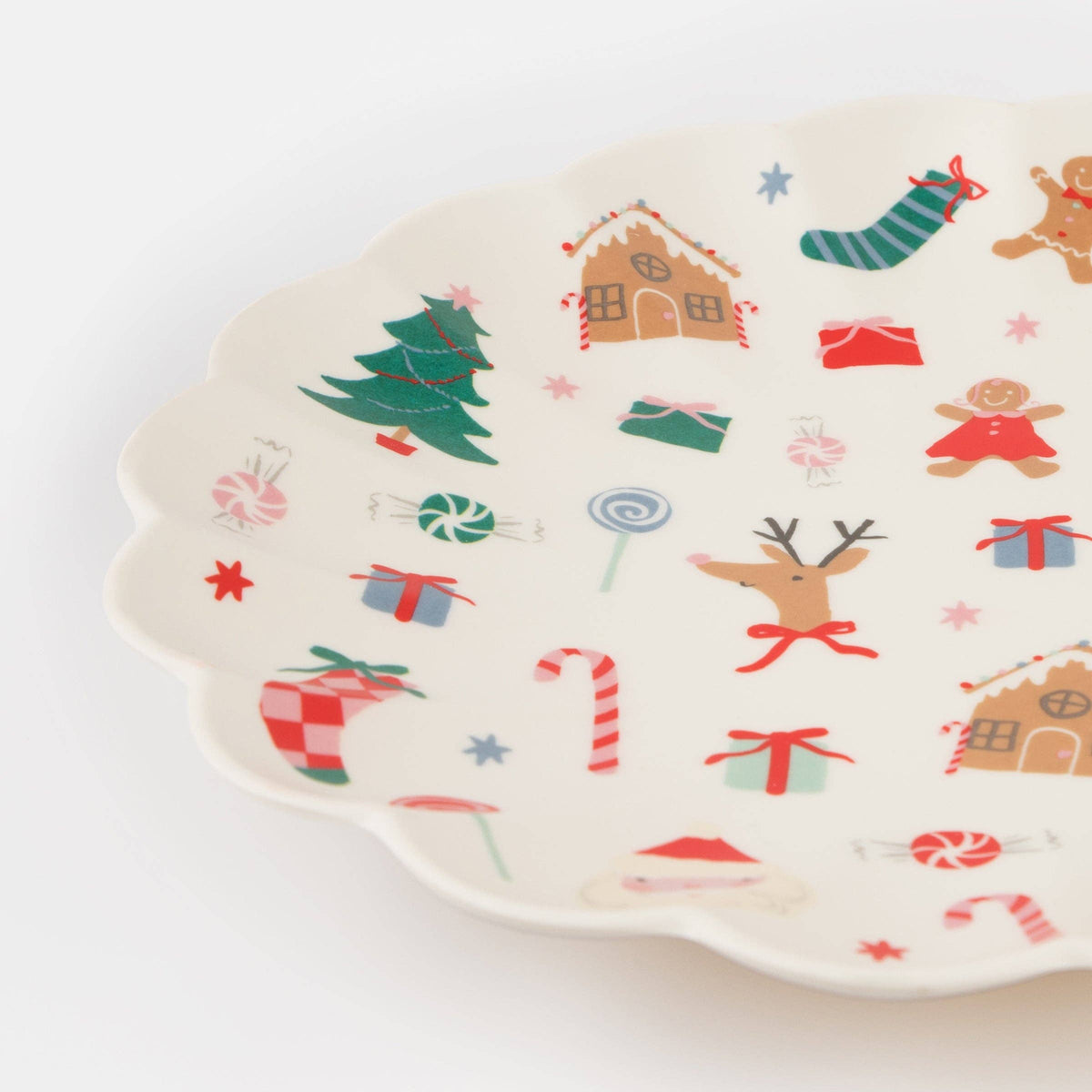 Scalloped Christmas Melamine Plate
