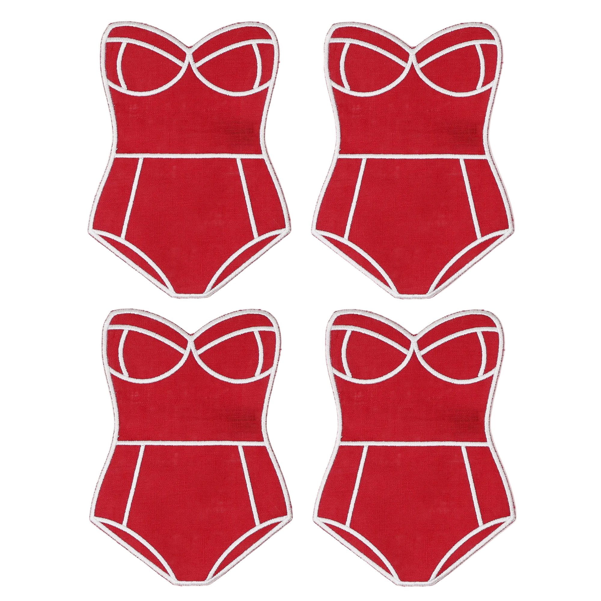 Red Swimsuit Cocktail Napkins, Set of 4