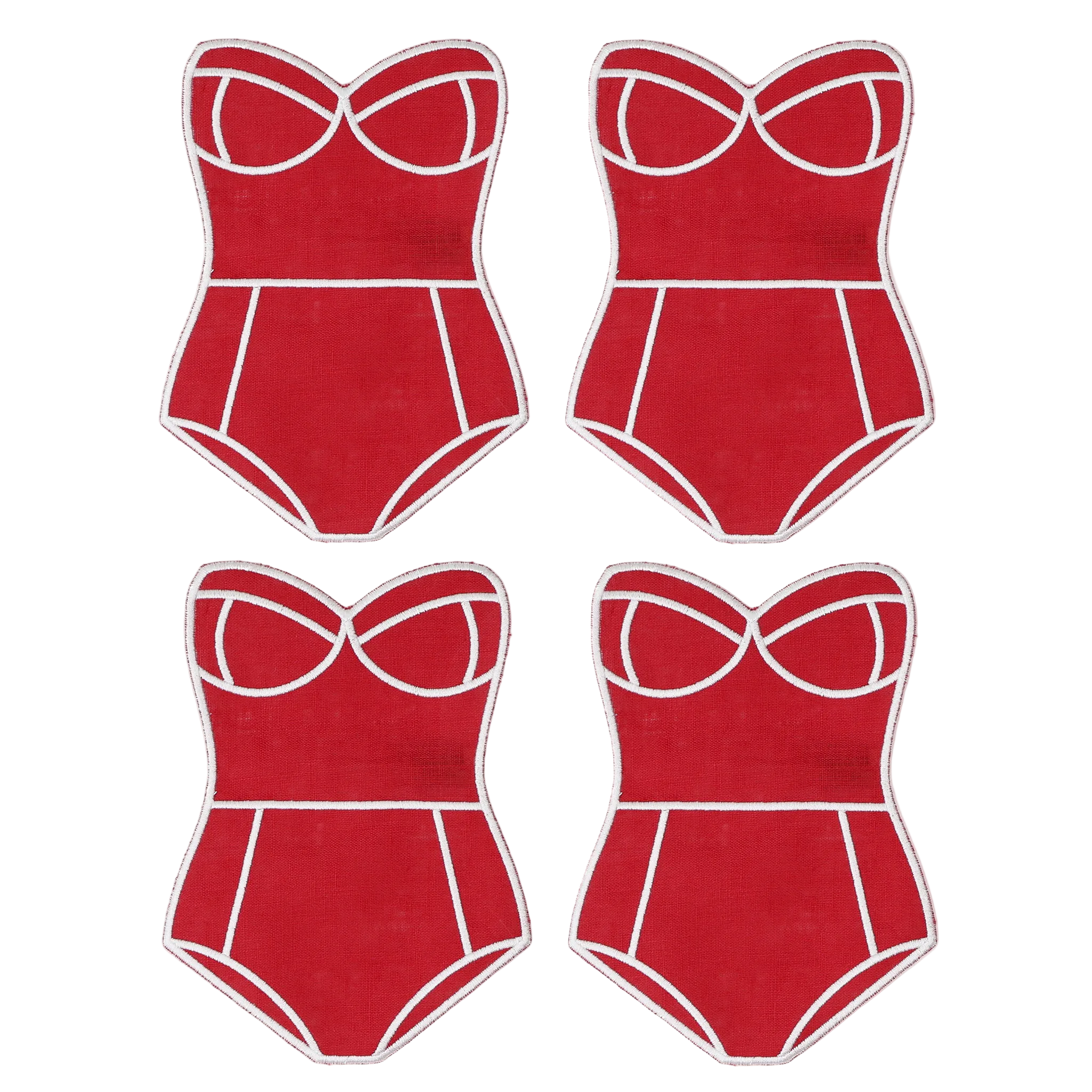 Red Swimsuit Cocktail Napkins, Set of 4