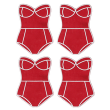 Red Swimsuit Cocktail Napkins, Set of 4