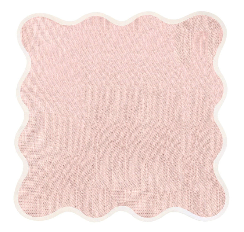 Pink Linen Scalloped Napkins