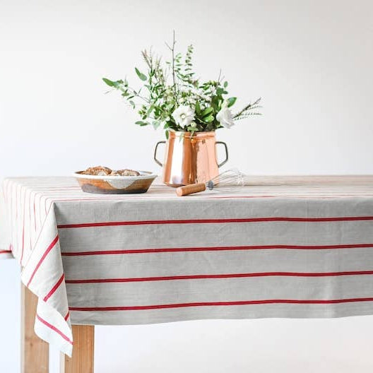 Red Striped 60x120" Tablecloth