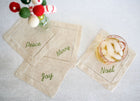 Festive Word Linen Coasters, S/4