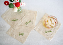 Festive Word Linen Coasters, S/4