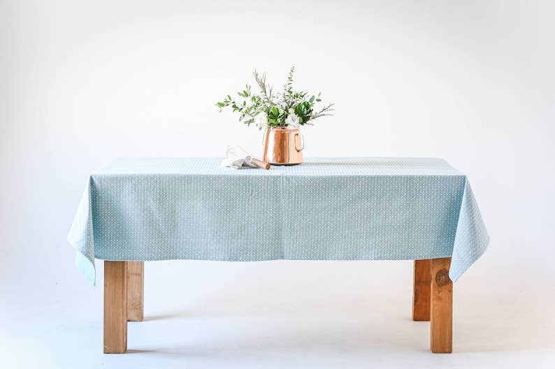Dotted Tablecloth, Seafoam Blue