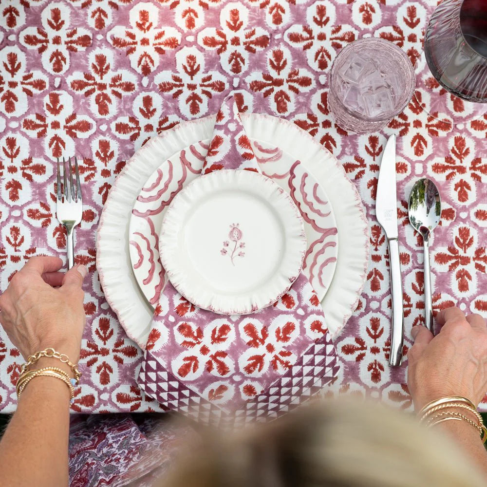Fleur de Lis Rose 90" Round Tablecloth